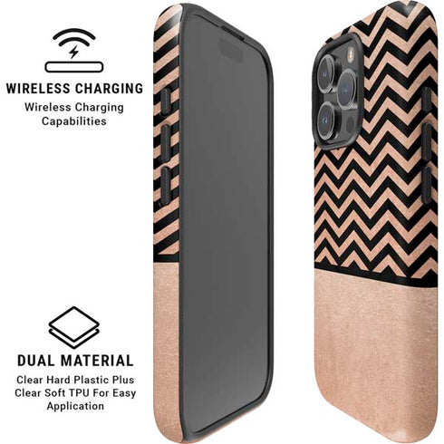 Rose Gold Chevron Split iPhone 16 Pro Magsafe Impact Case